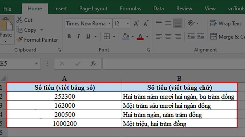 Cách sử dụng vnTools để đổi số thành chữ trong Excel