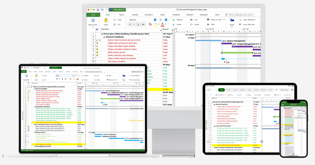 Tính năng của Microsoft Project for Mac