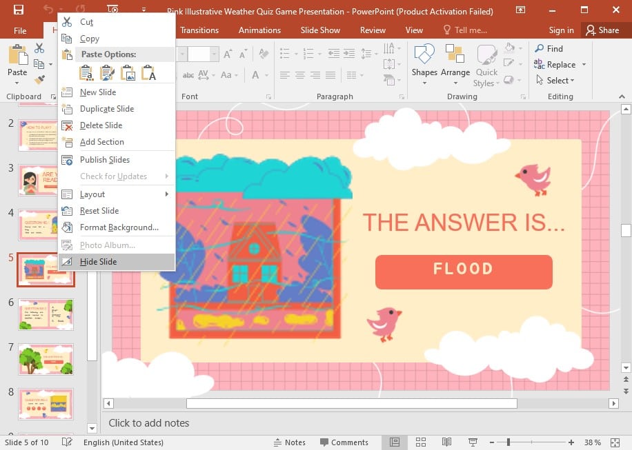Cách ẩn slide trong PowerPoint đối với 1 slide