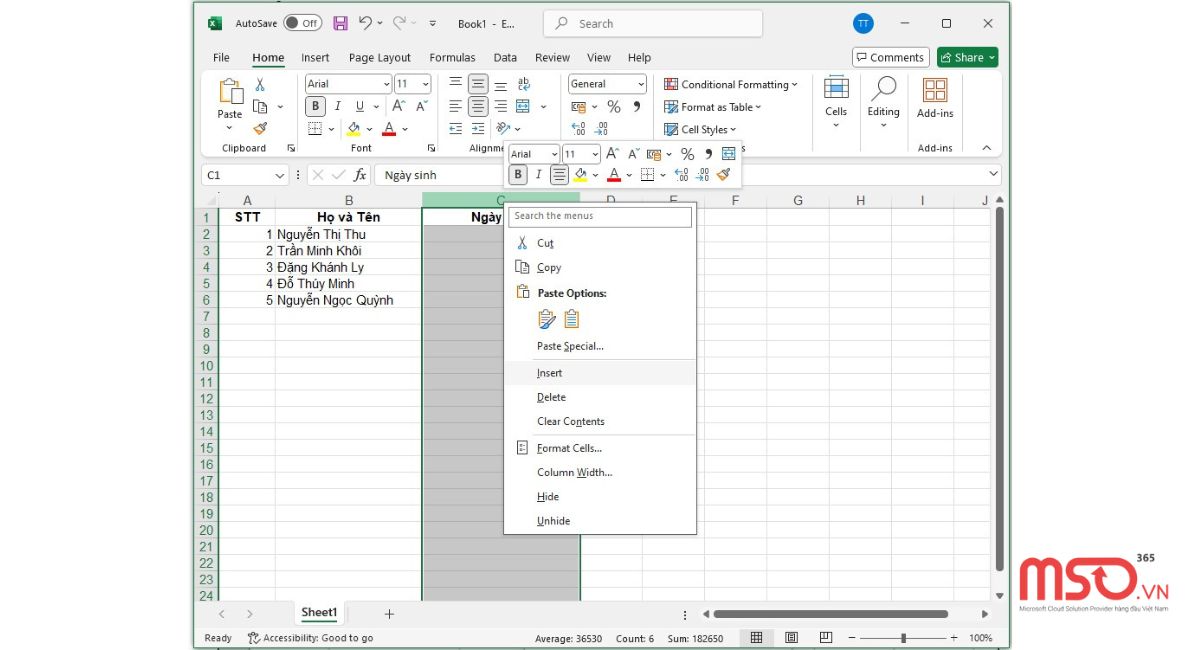 Cách sắp xếp tên theo abc trong Excel khi họ và tên chung 1 cột