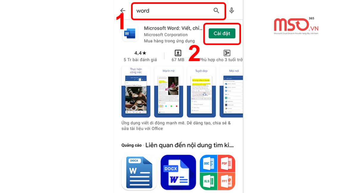 Cách tải Word về thiết bị điện thoại Android 