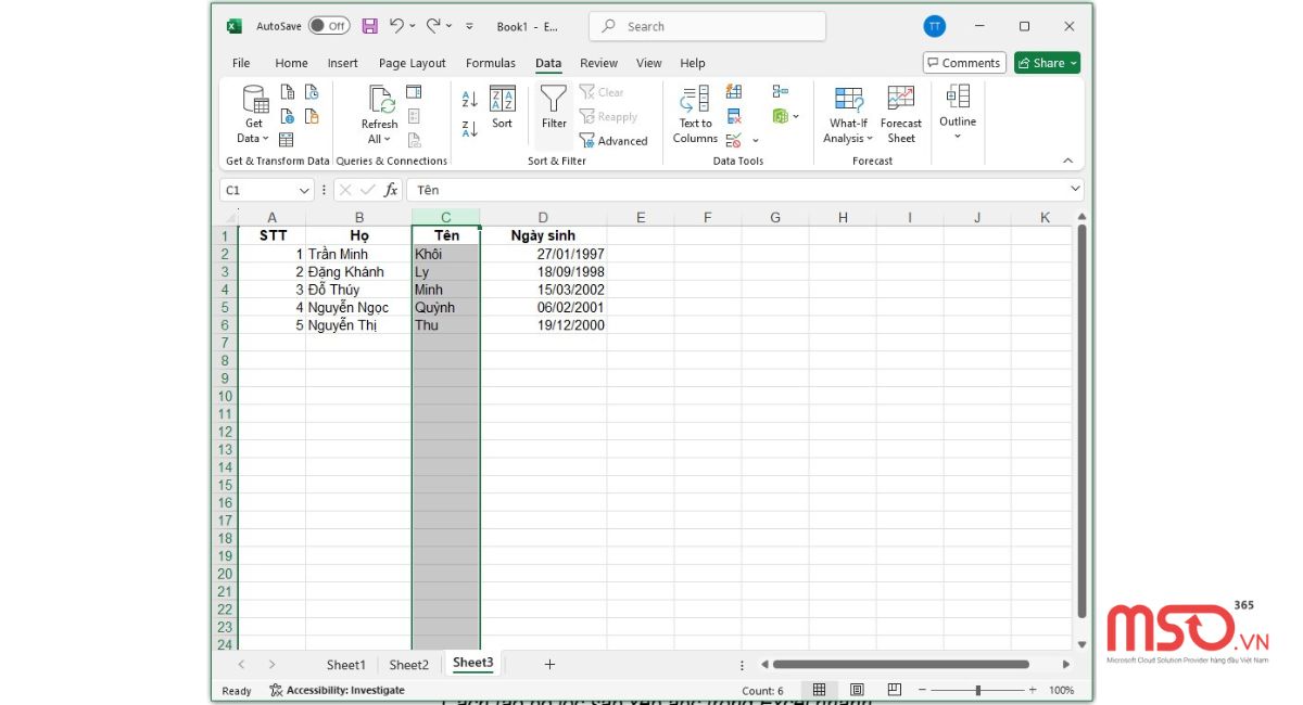 Cách tạo bộ lọc sắp xếp abc trong Excel nhanh