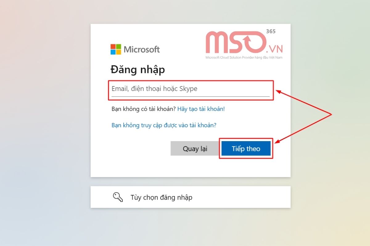 Cách đăng nhập vào tài khoản email của Microsoft