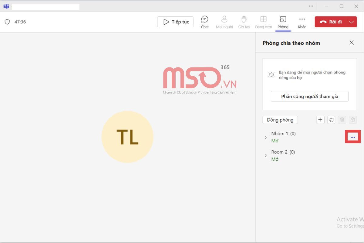 Cách đóng Breakout Rooms trên Microsoft Teams