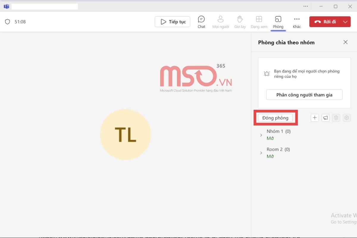 Cách đóng Breakout Rooms trên Microsoft Teams
