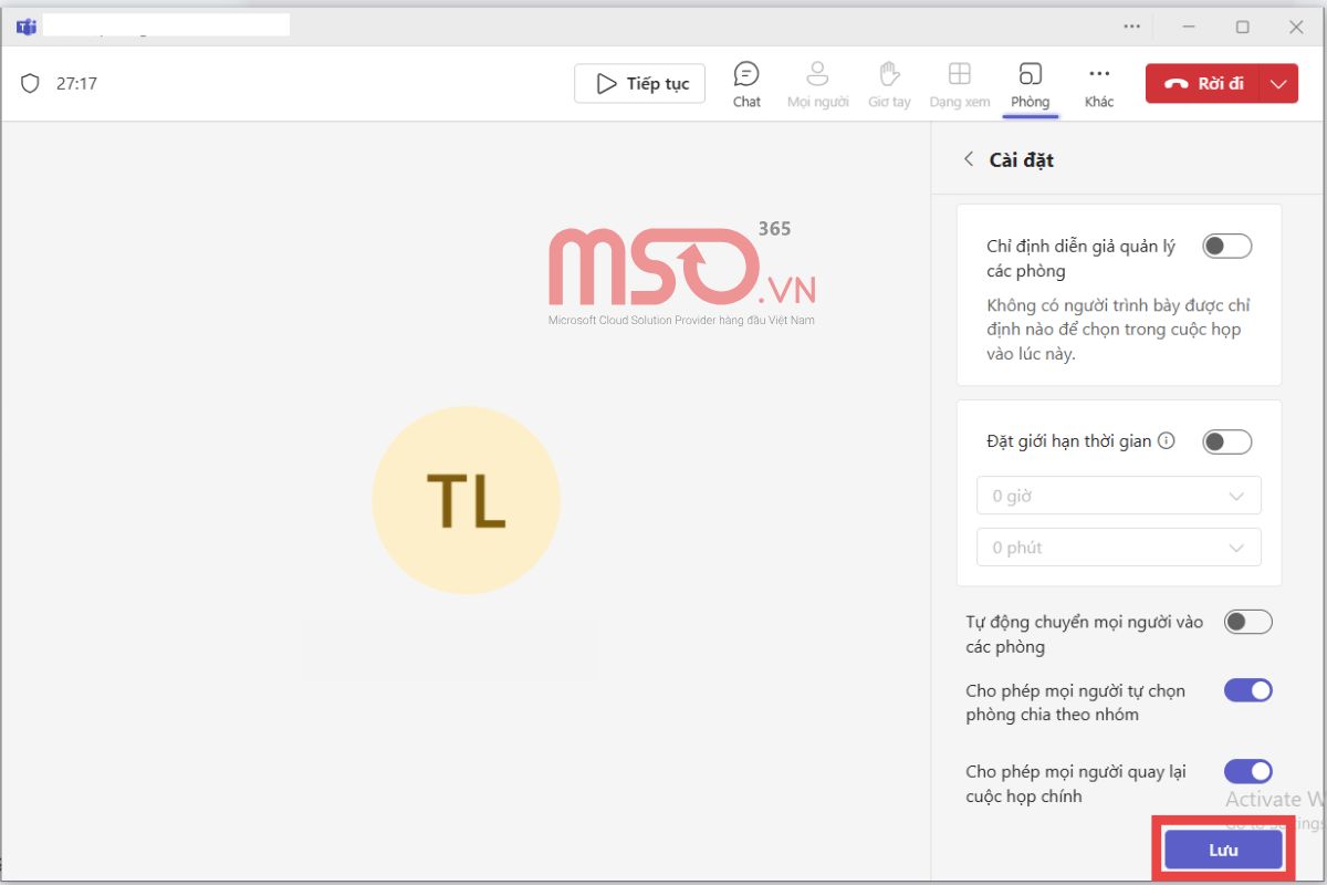 Cách mở cài đặt Breakout Rooms trên Microsoft Teams