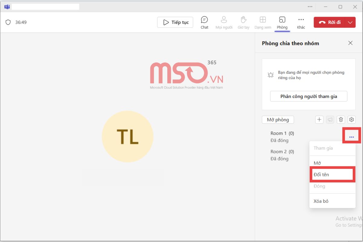 Cách chỉnh sửa tên Breakout Rooms trên Microsoft Teams