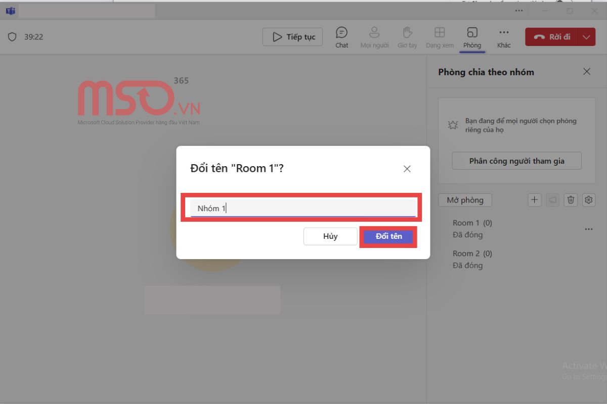 Cách chỉnh sửa tên Breakout Rooms trên Microsoft Teams