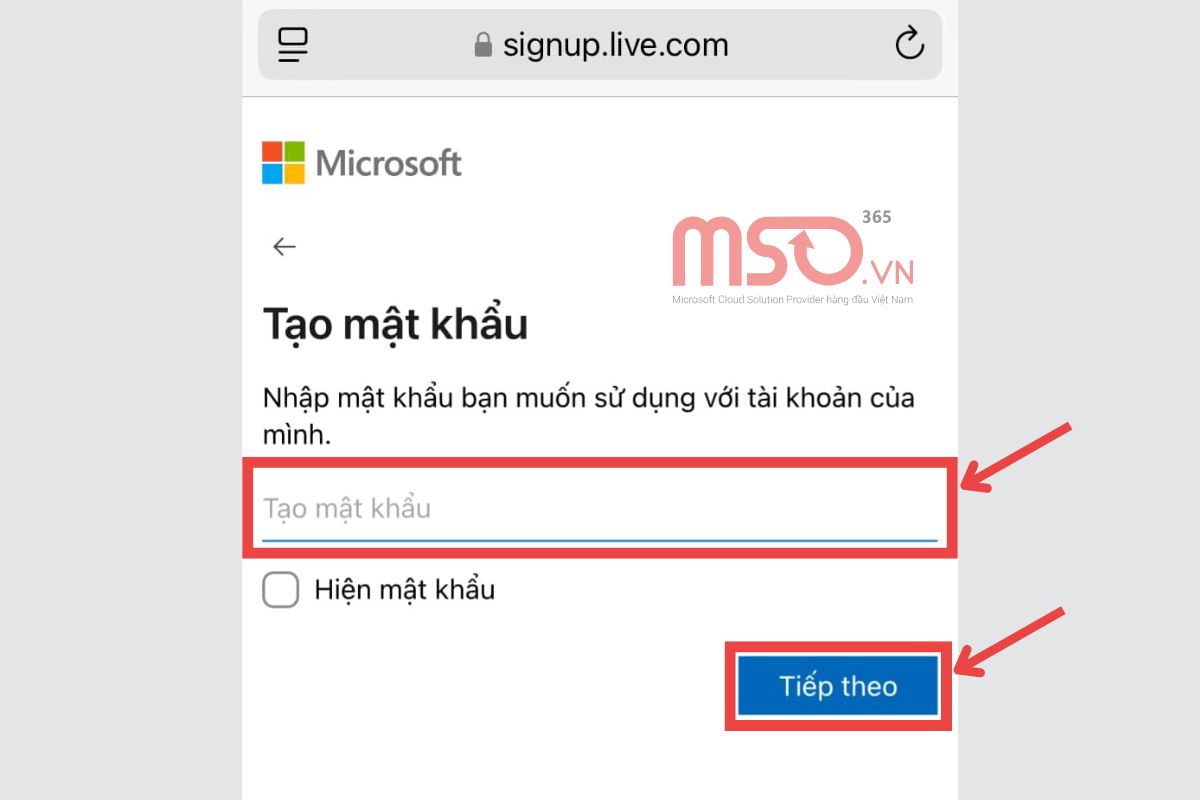 Cách tạo tài khoản Microsoft bằng Gmail trên điện thoại