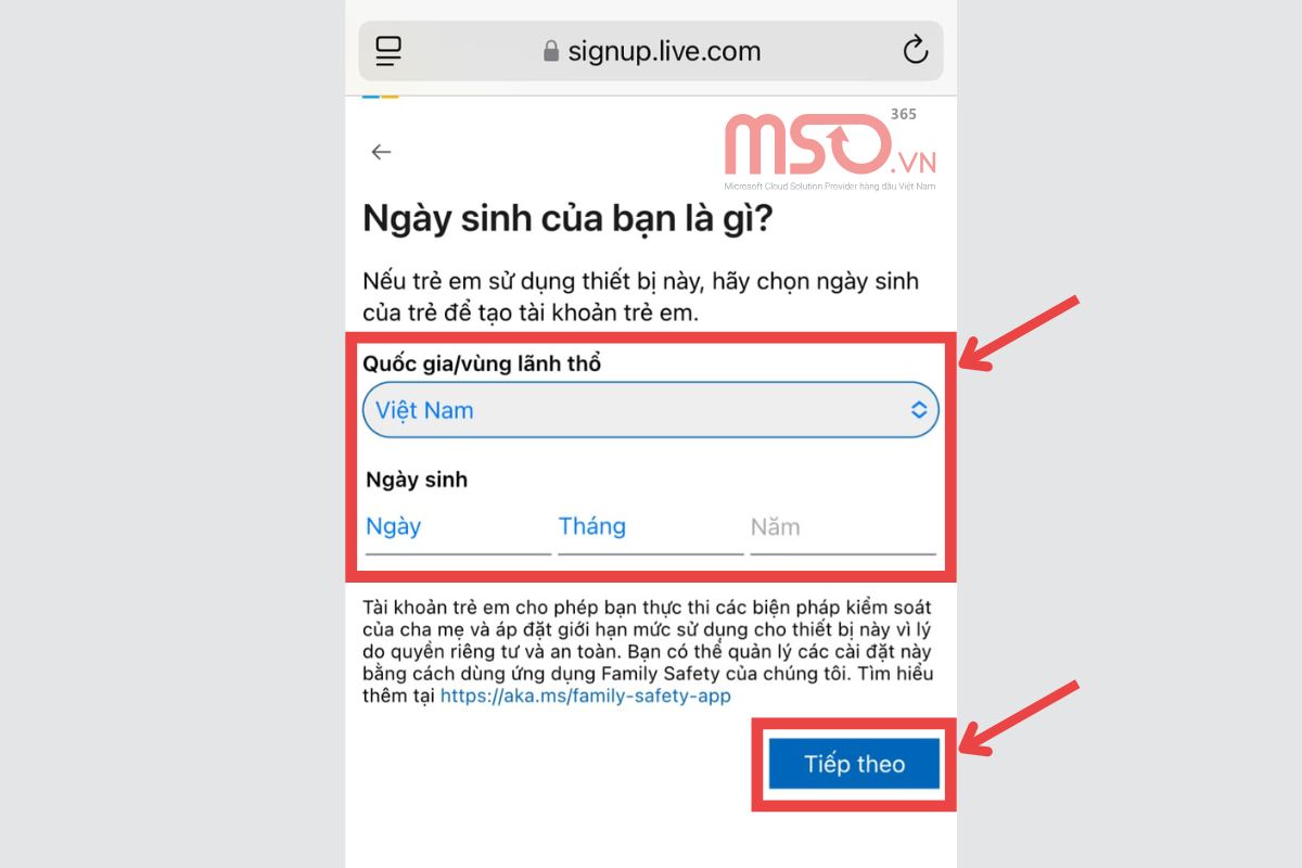 Cách tạo tài khoản Microsoft bằng Gmail trên điện thoại