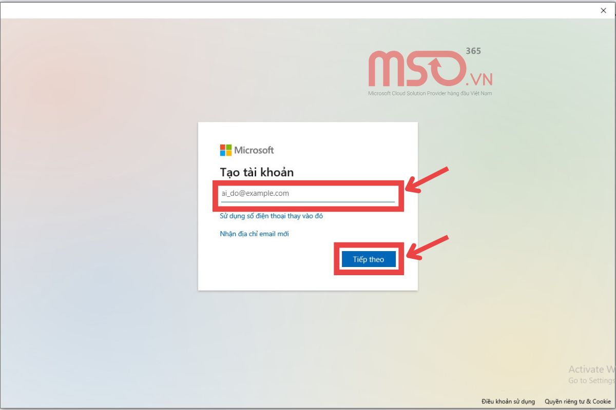 Cách đăng ký tài khoản Microsoft bằng Gmail trên máy tính