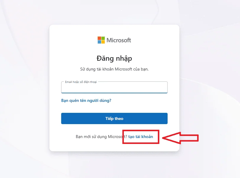 Cách tạo tài khoản Microsoft bằng Gmail