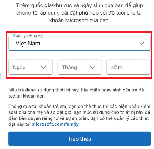 Cách tạo tài khoản Microsoft trên thiết bị điện thoại