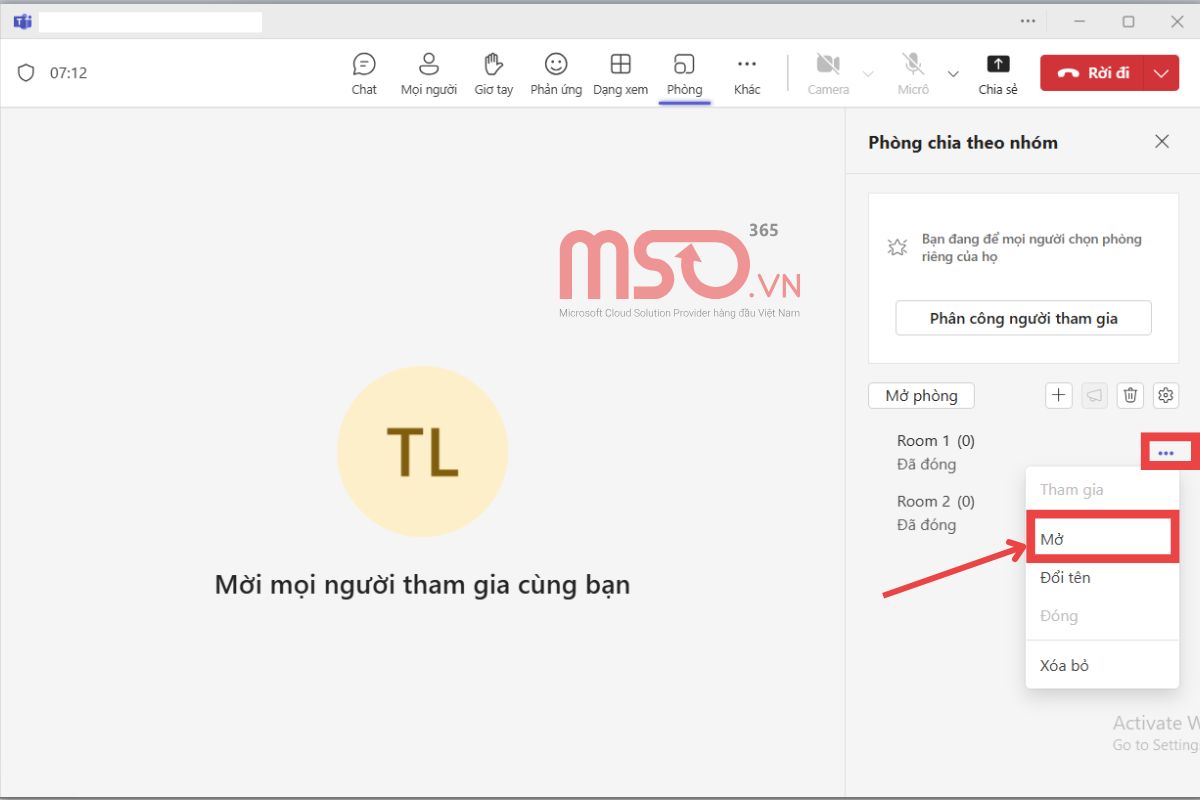 Cách vào Breakout Rooms trên Microsoft Teams