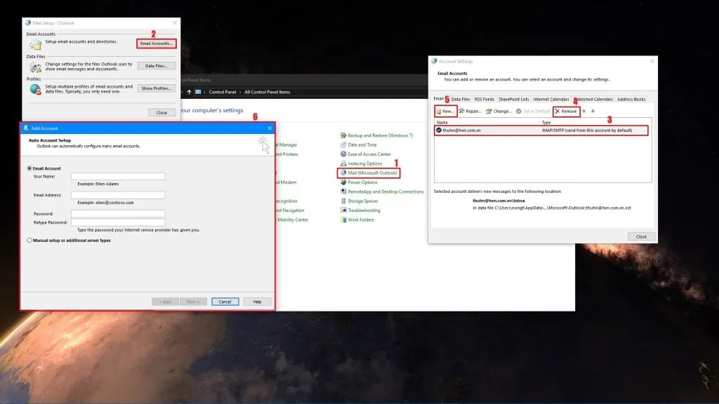 Lỗi “Something went wrong” hoặc “We couldn’t create the Outlook data file”