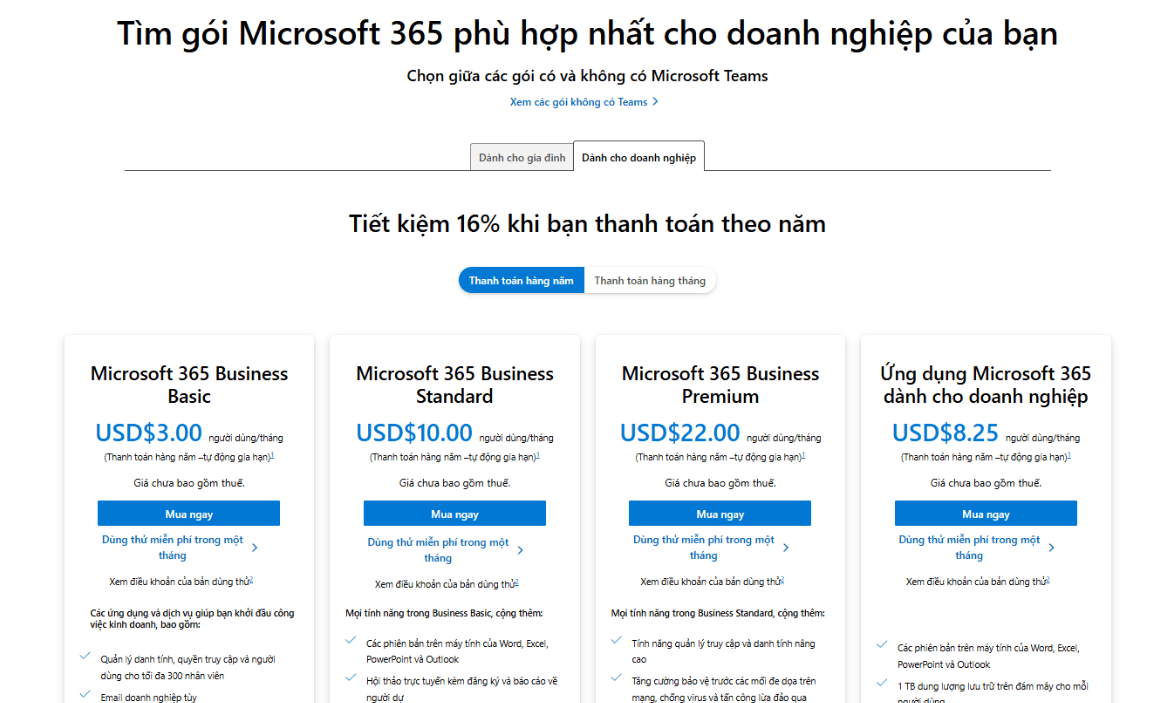 Đăng ký tài khoản Office 365 trực tiếp với Microsoft