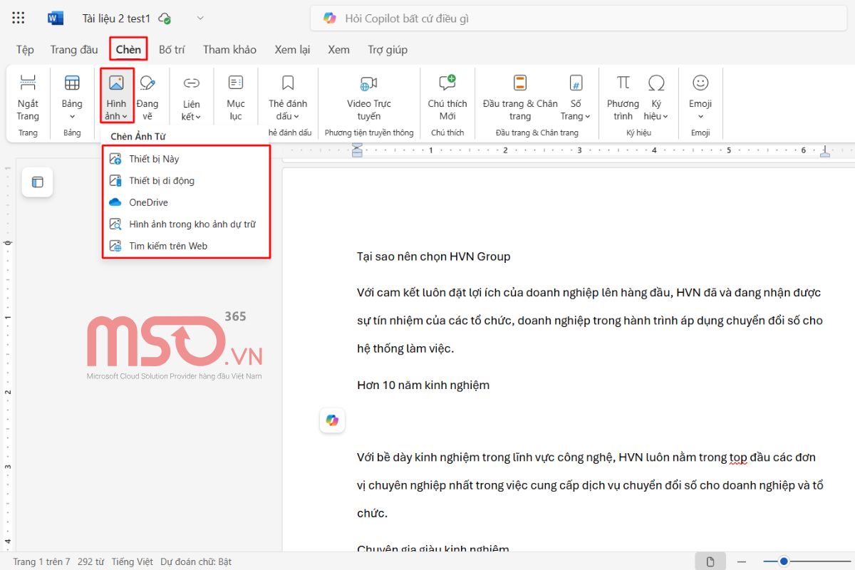 Hướng dẫn cách chèn ảnh vào Word trên trình duyệt web