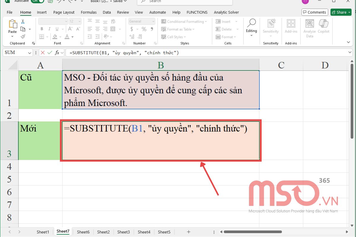 Cách sử dụng hàm tìm và thay thế ký tự trong Excel - SUBSTITUTE
