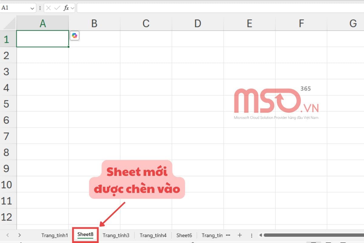 Cách thêm sheet trong Excel bằng lệnh Insert