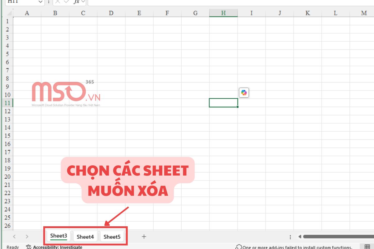 Cách xóa sheet tab trong Excel