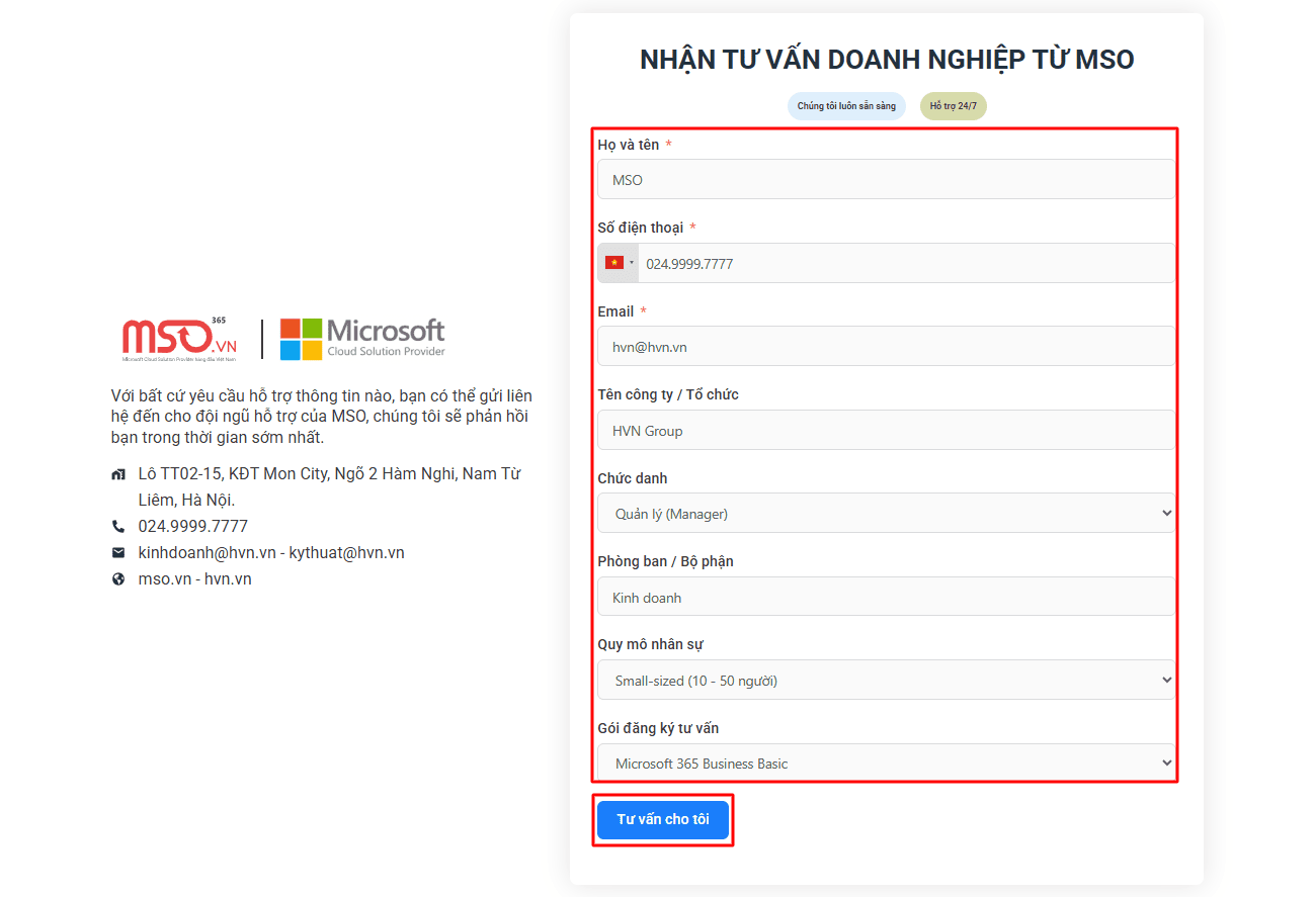 Đăng ký tài khoản Office 365