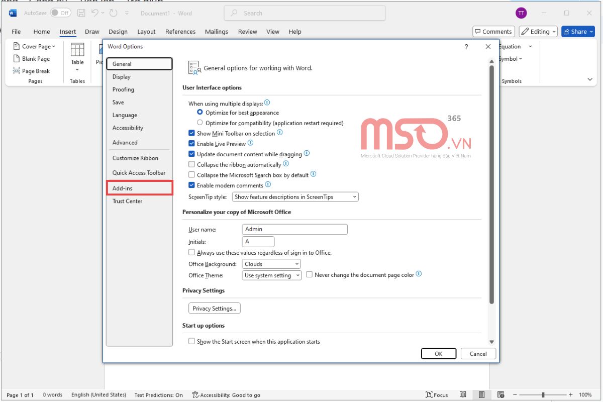 Hướng dẫn cách tìm MS Office Plugins Add on và cài đặt