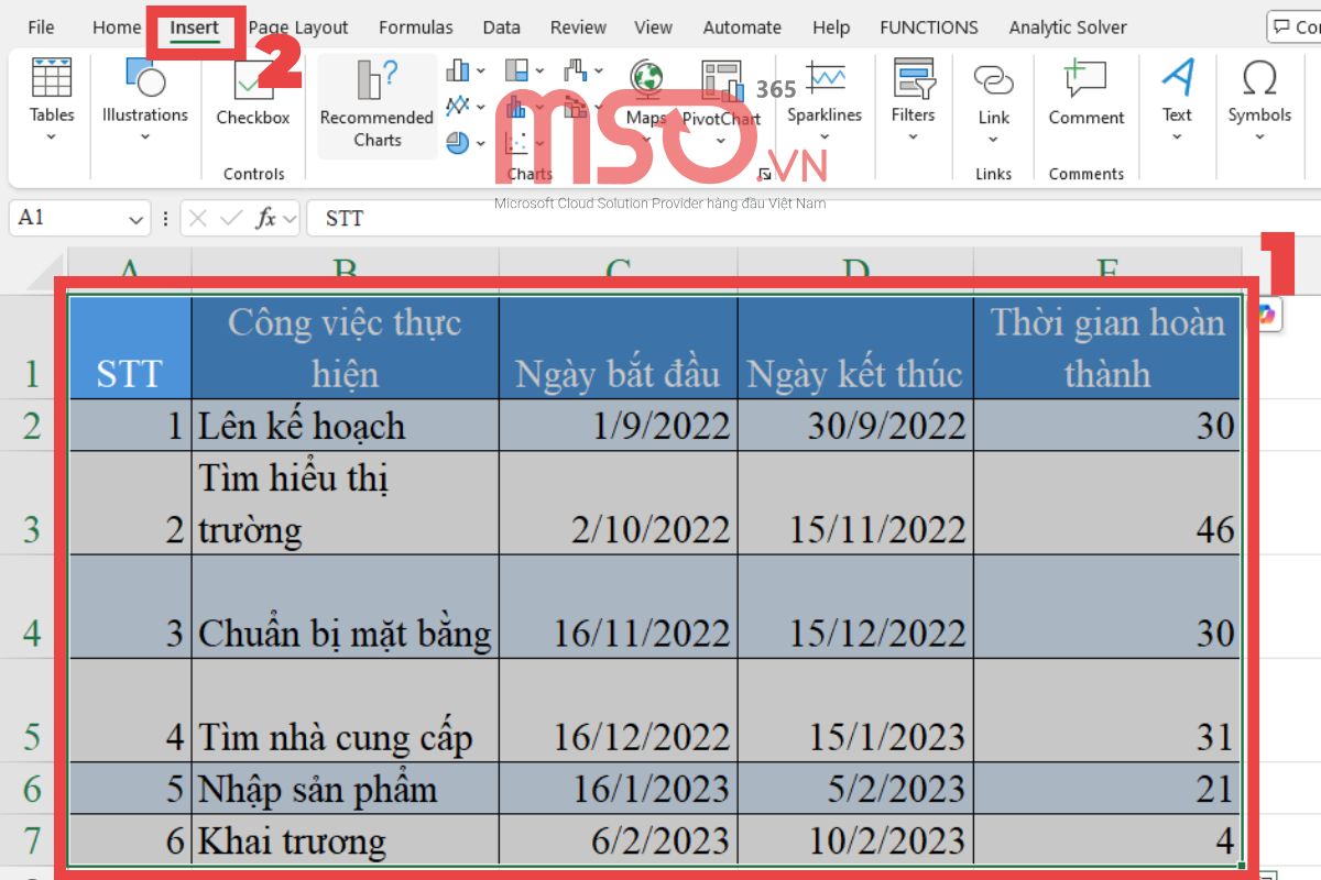 Gợi ý cách vẽ biểu đồ Gantt chart Excel đơn giản nhất