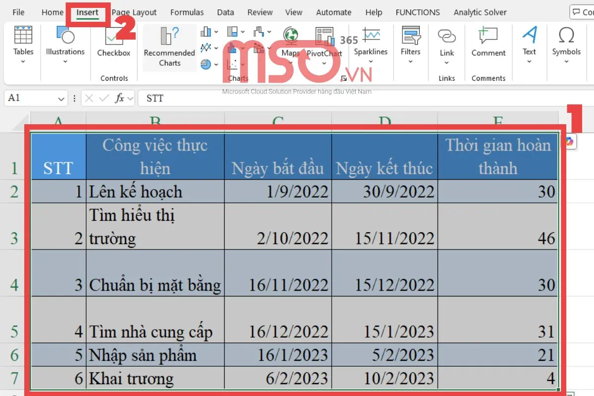 Gợi ý cách vẽ biểu đồ Gantt chart Excel đơn giản nhất