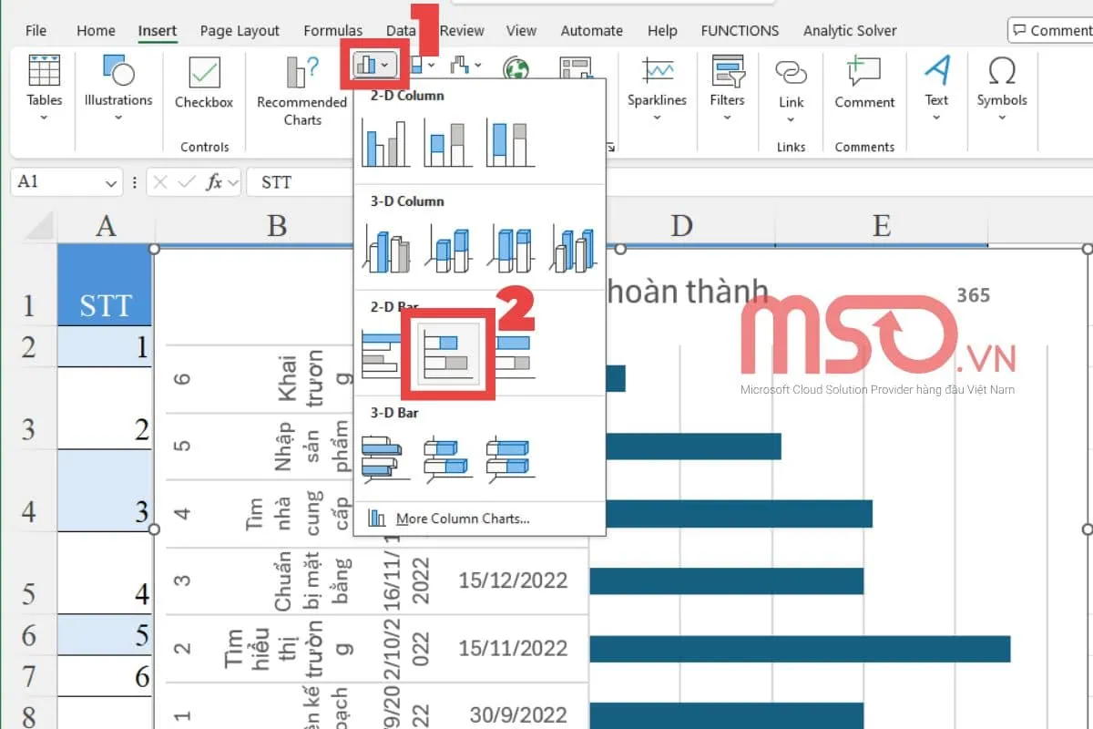 Gợi ý cách vẽ biểu đồ Gantt chart Excel đơn giản nhất