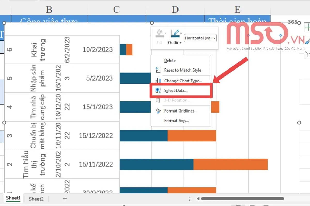 Gợi ý cách vẽ biểu đồ Gantt chart Excel đơn giản nhất