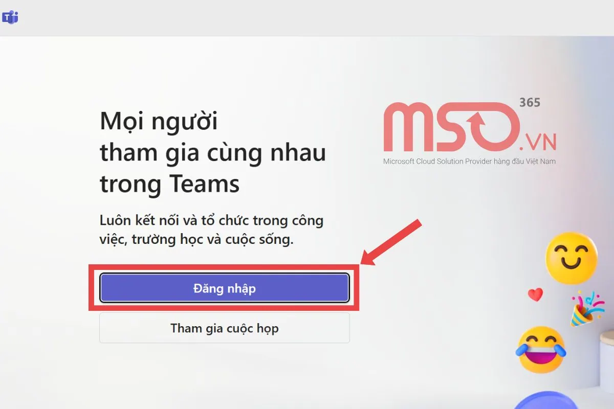 Các bước đăng nhập Team trên web online