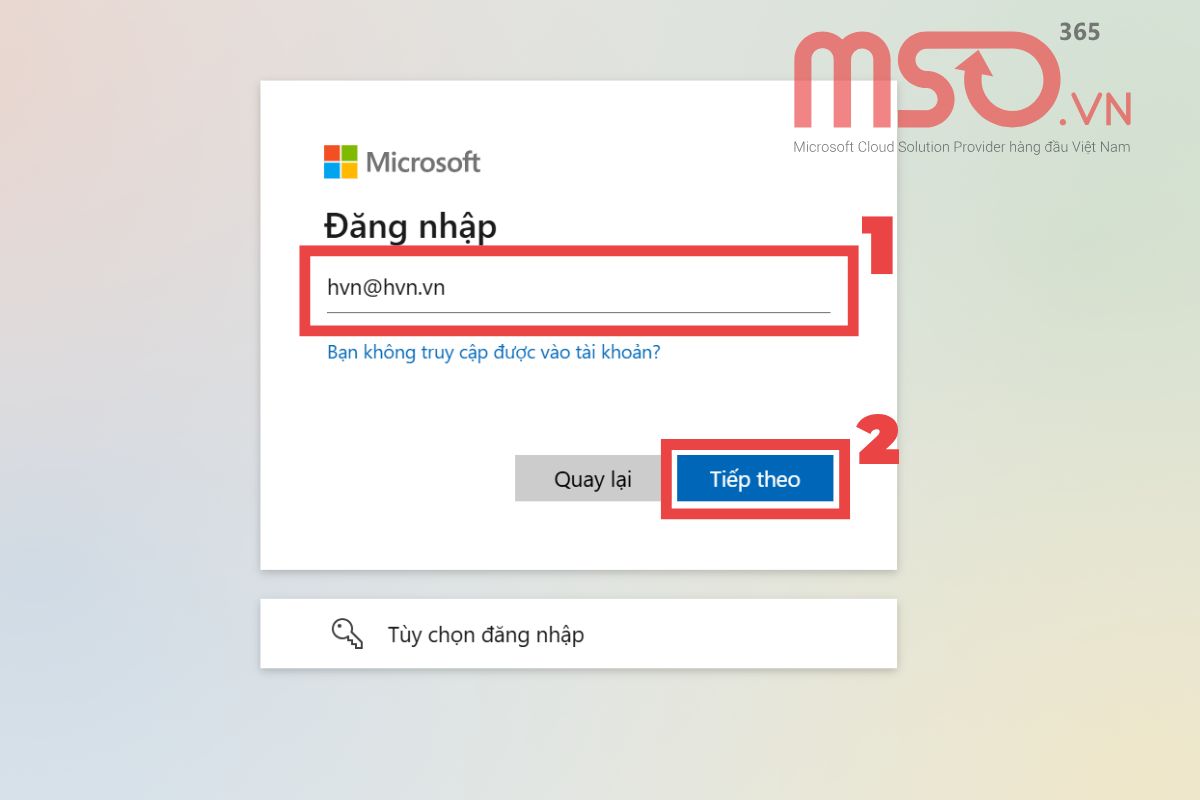 Các bước đăng nhập Team trên web online