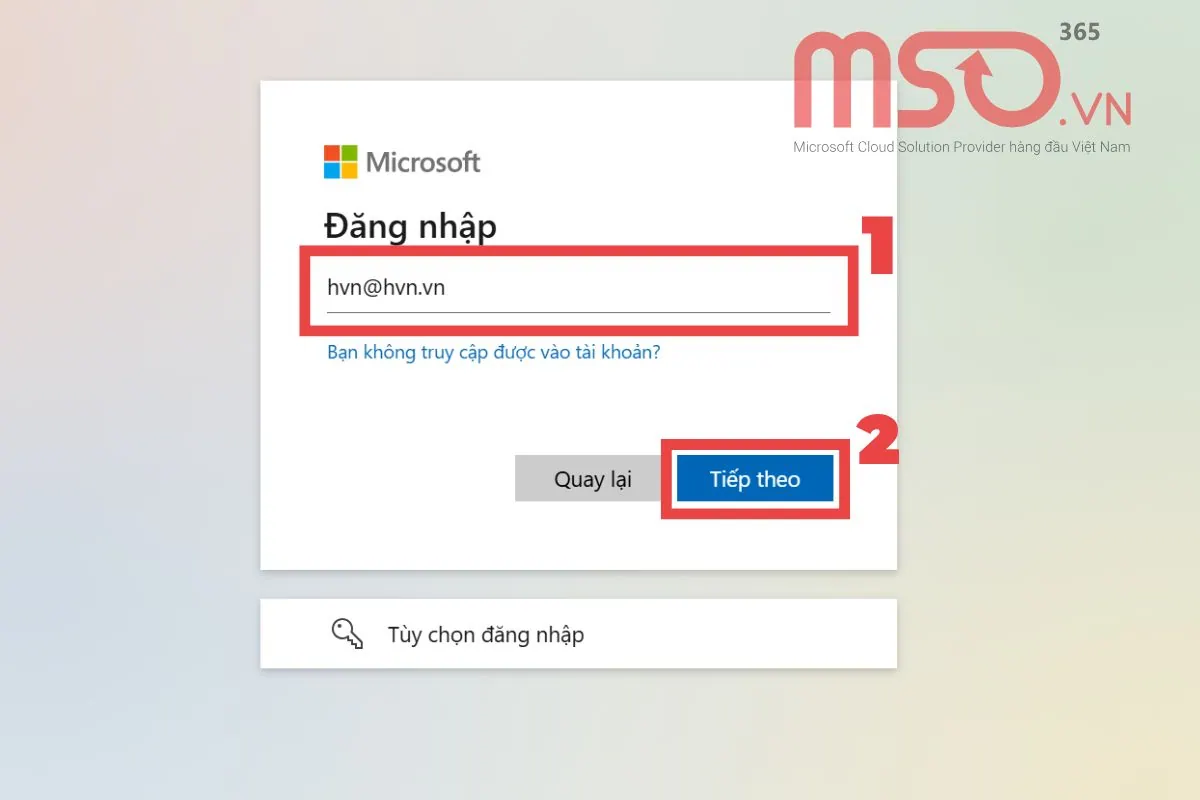 Các bước đăng nhập Team trên web online