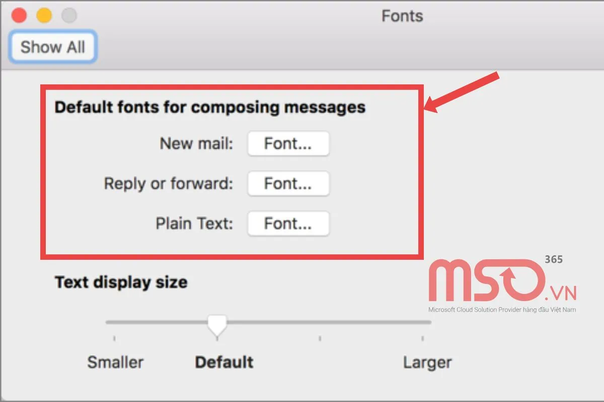 Cách cài đặt font chữ mặc định trong Outlook cho Mac