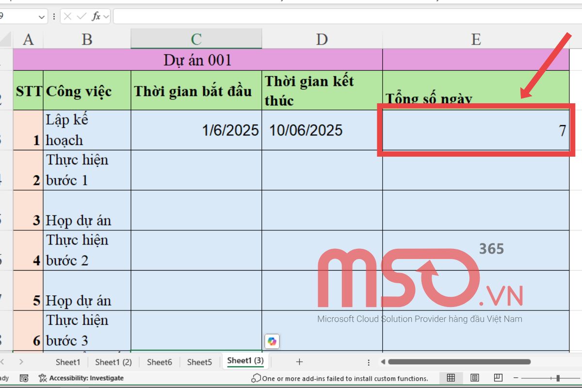 Hàm tính thời gian trong Excel - Hàm NETWORKDAYS