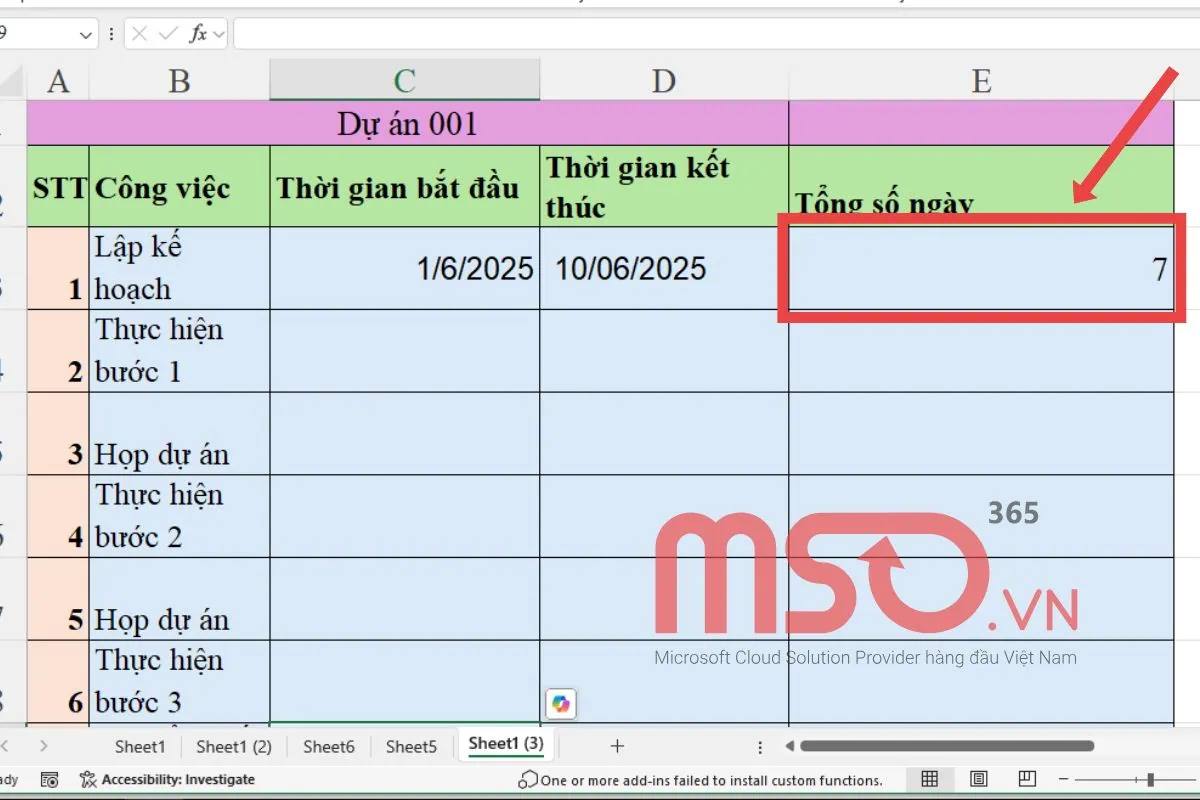 Hàm tính thời gian trong Excel - Hàm NETWORKDAYS