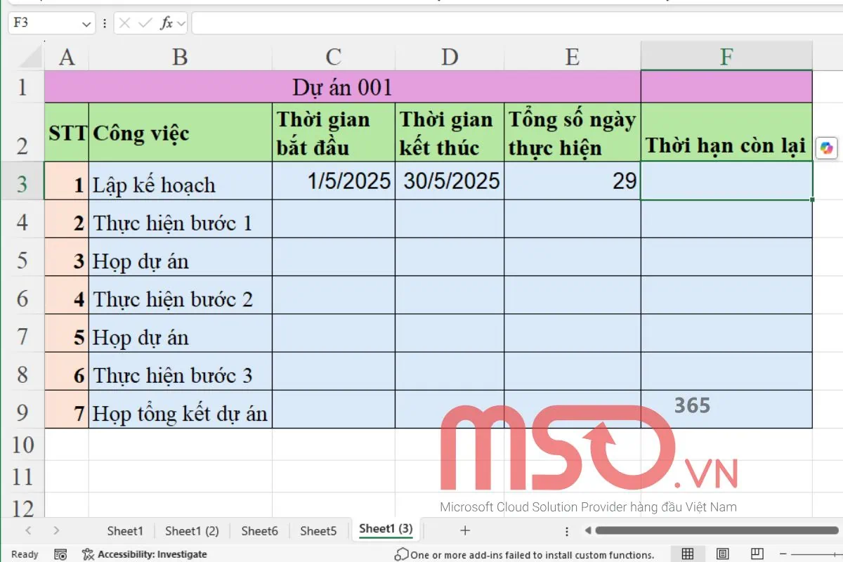 Cách dùng hàm trừ giờ trong Excel - Hàm NOW