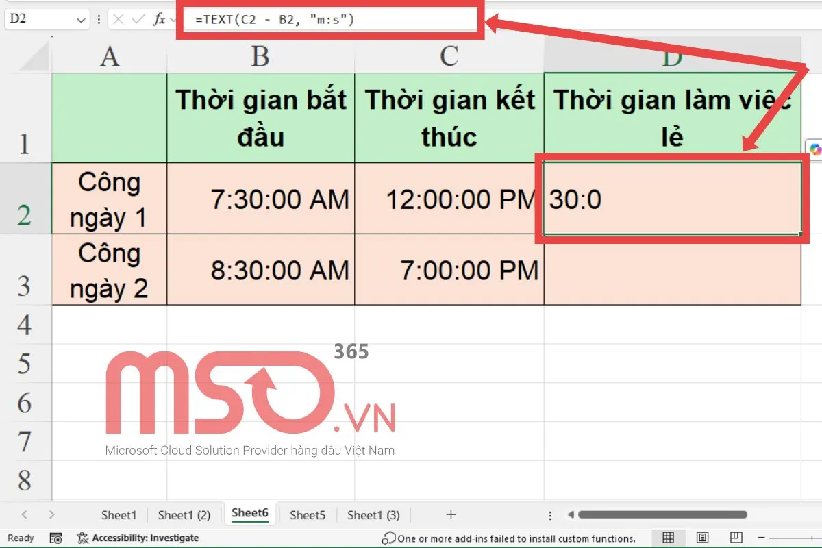 Cách dùng hàm trừ giờ trong Excel - Hàm TEXT