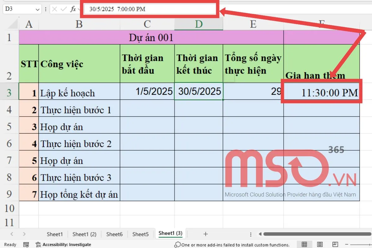 Cách dùng hàm trừ thời gian trong Excel - Hàm TIME