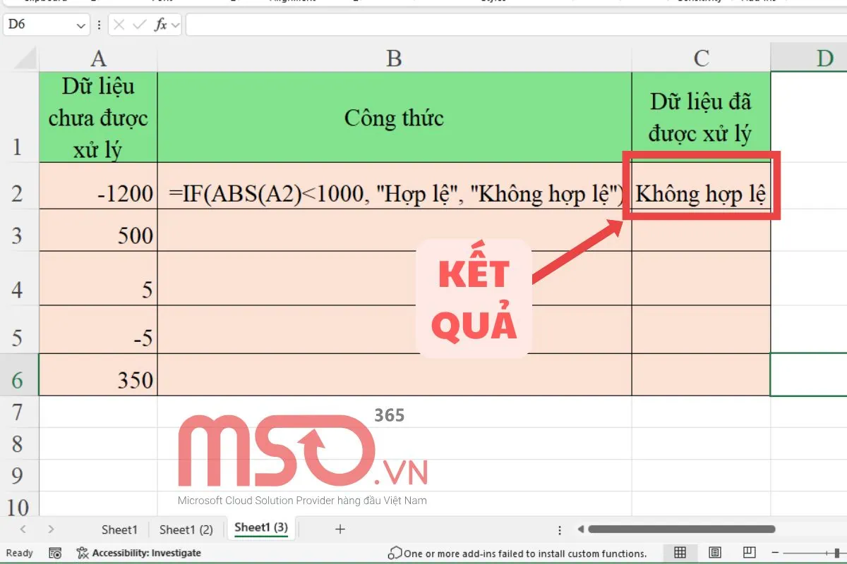 Cách kết hợp hàm ABS và IF trong Excel