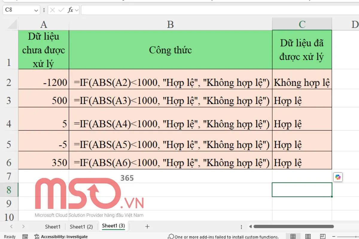 Cách kết hợp hàm ABS và IF trong Excel