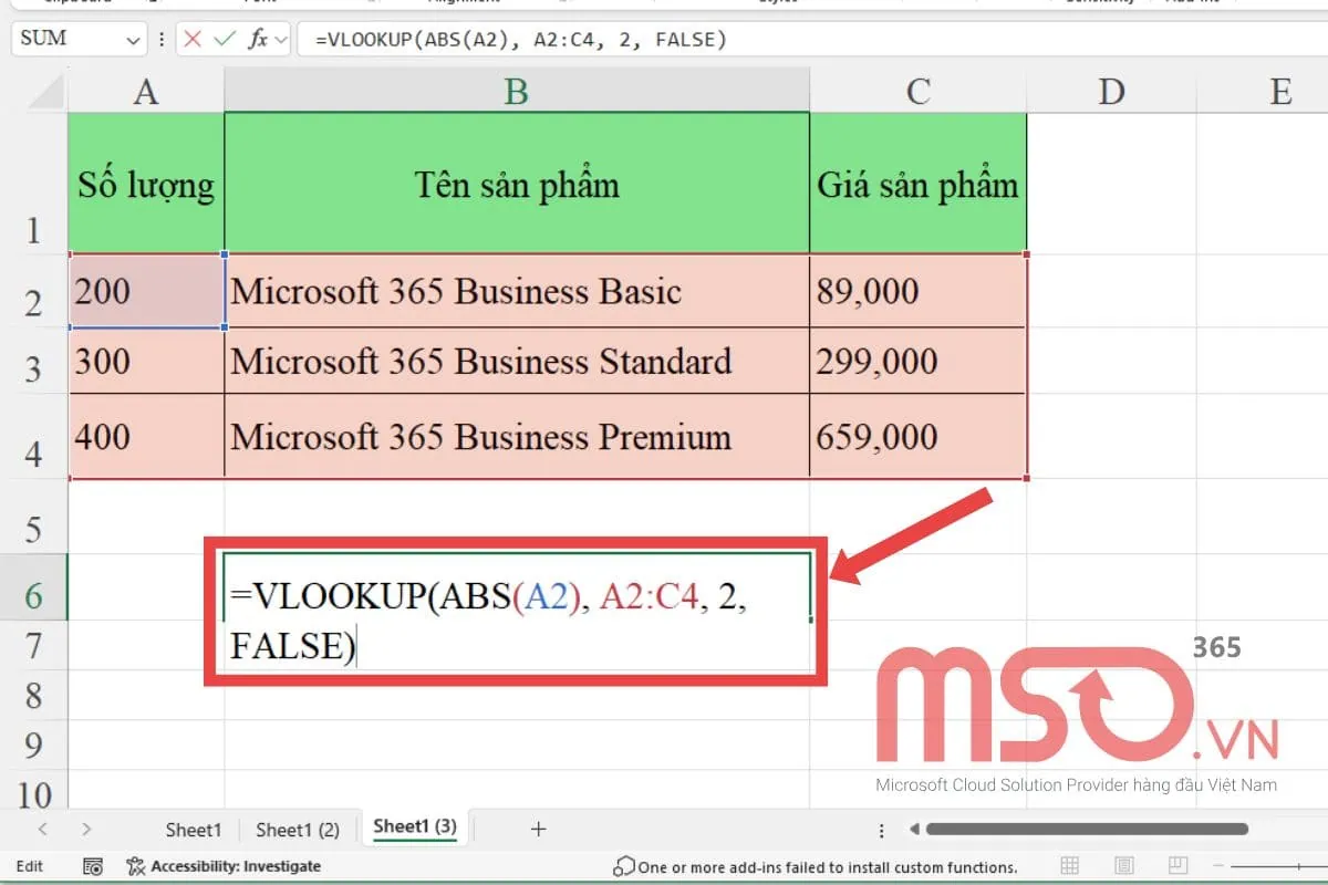 Cách kết hợp hàm ABS và VLOOKUP có điều kiện