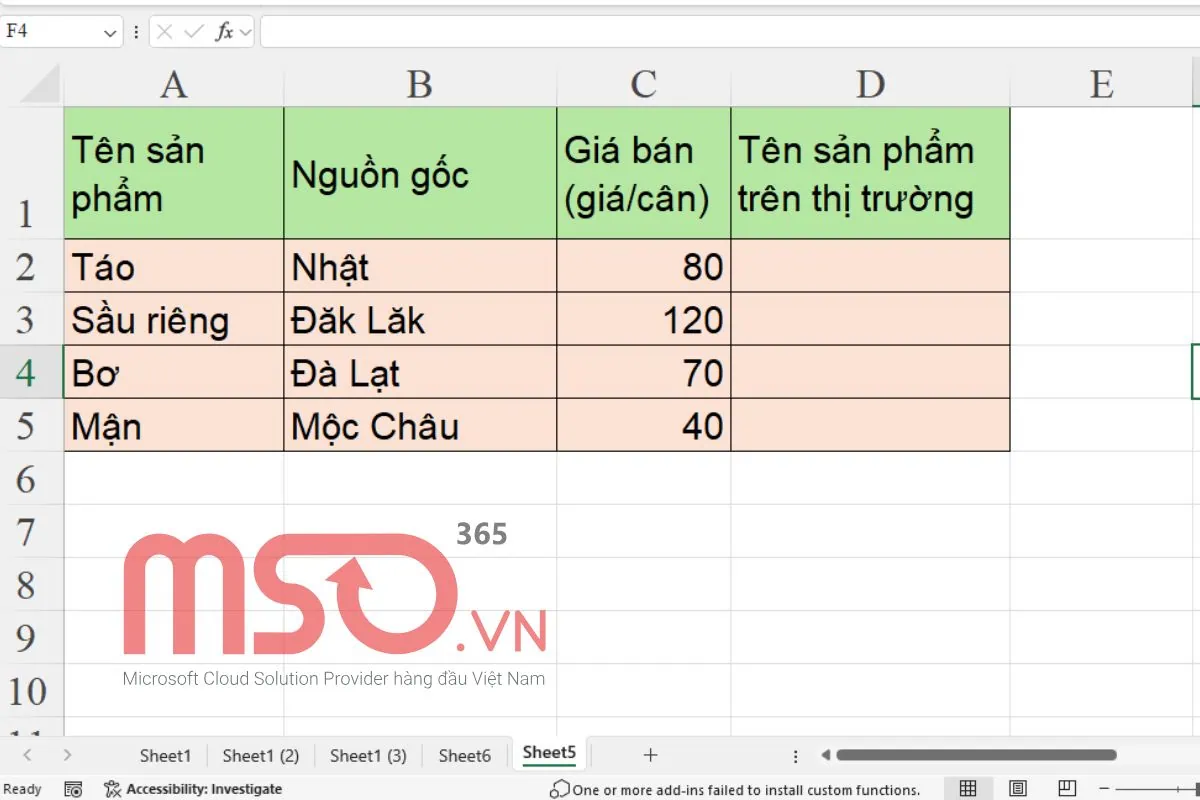 Cách kết hợp hàm ROW với hàm CONCATENATE