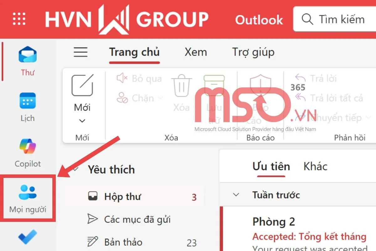 Thêm liên hệ vào danh sách liên lạc trong Outlook trên Web