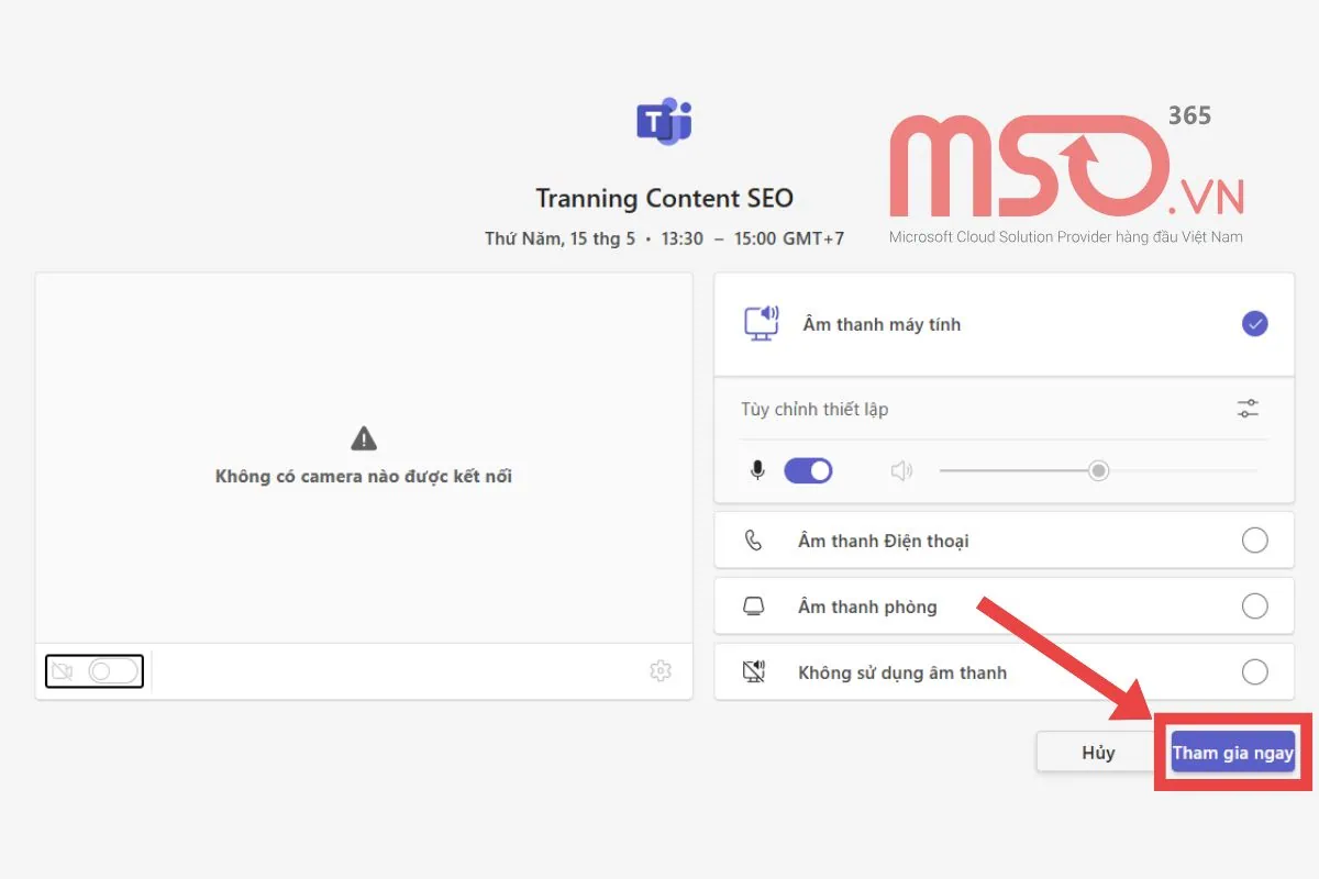 Tổ chức cuộc họp trực tuyến trên Outlook trên Web app