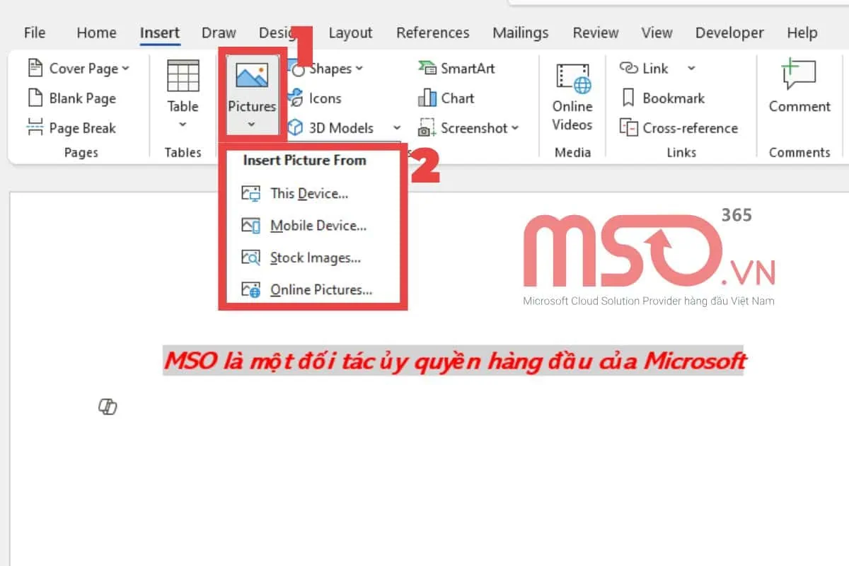 Thêm các đồ họa trực quan vào MS Word Document