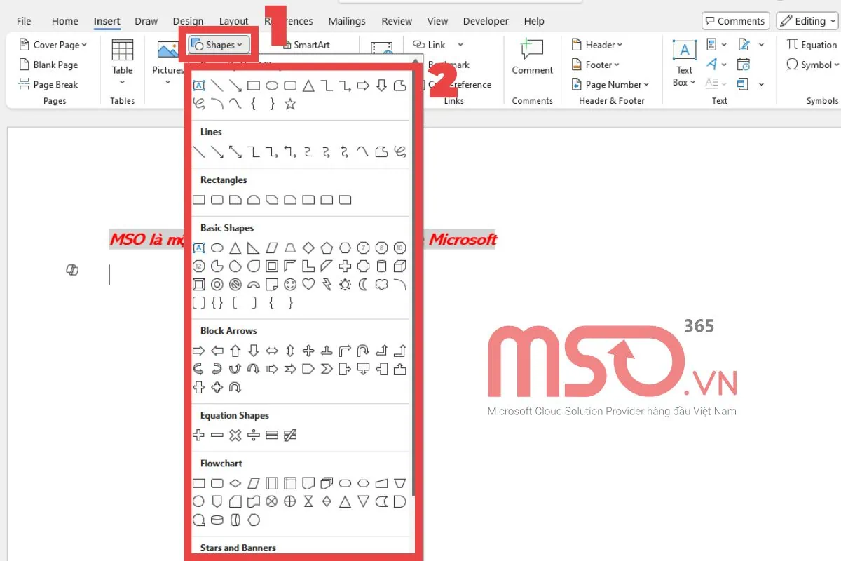 Thêm các đồ họa trực quan vào MS Word Document