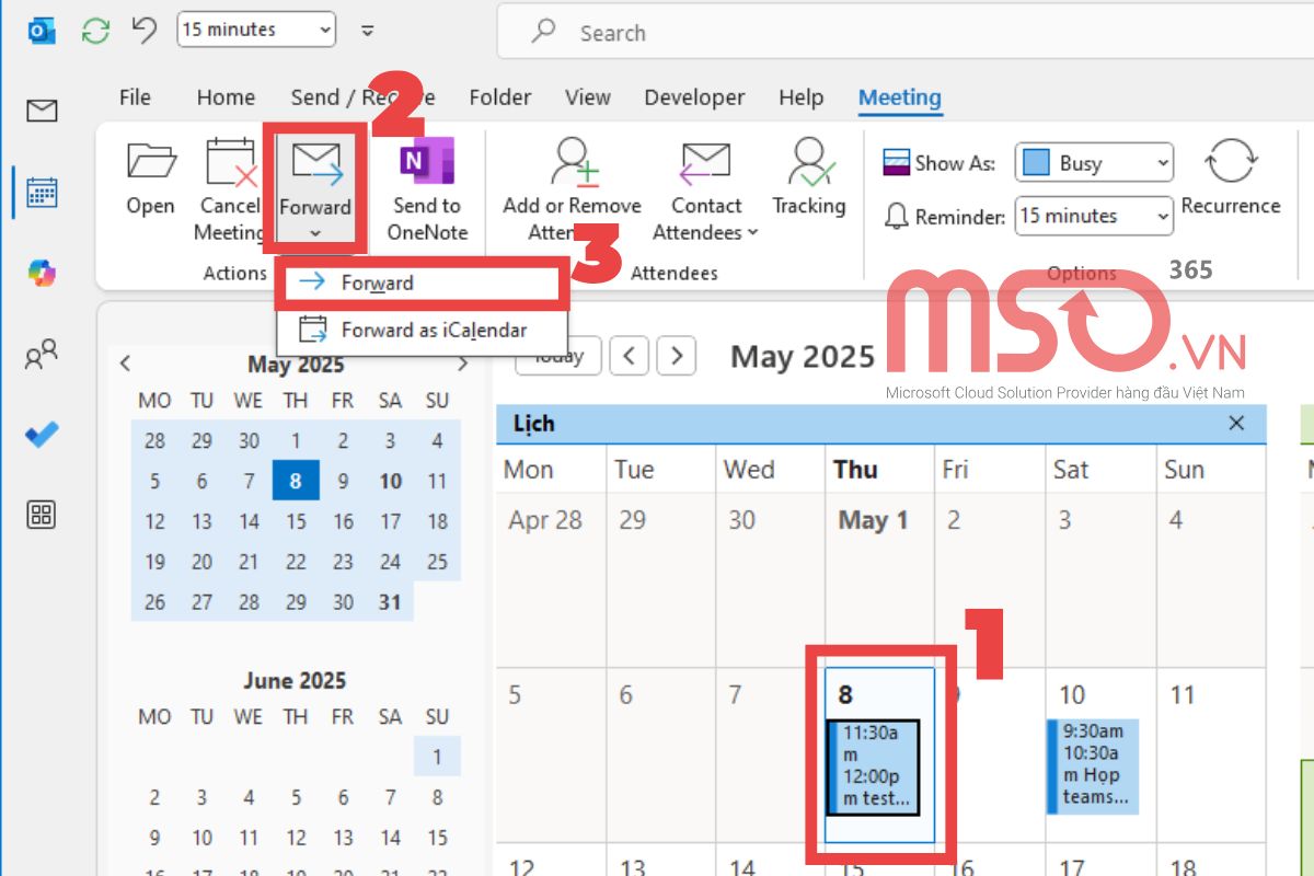 Chia sẻ lịch Outlook Calendar