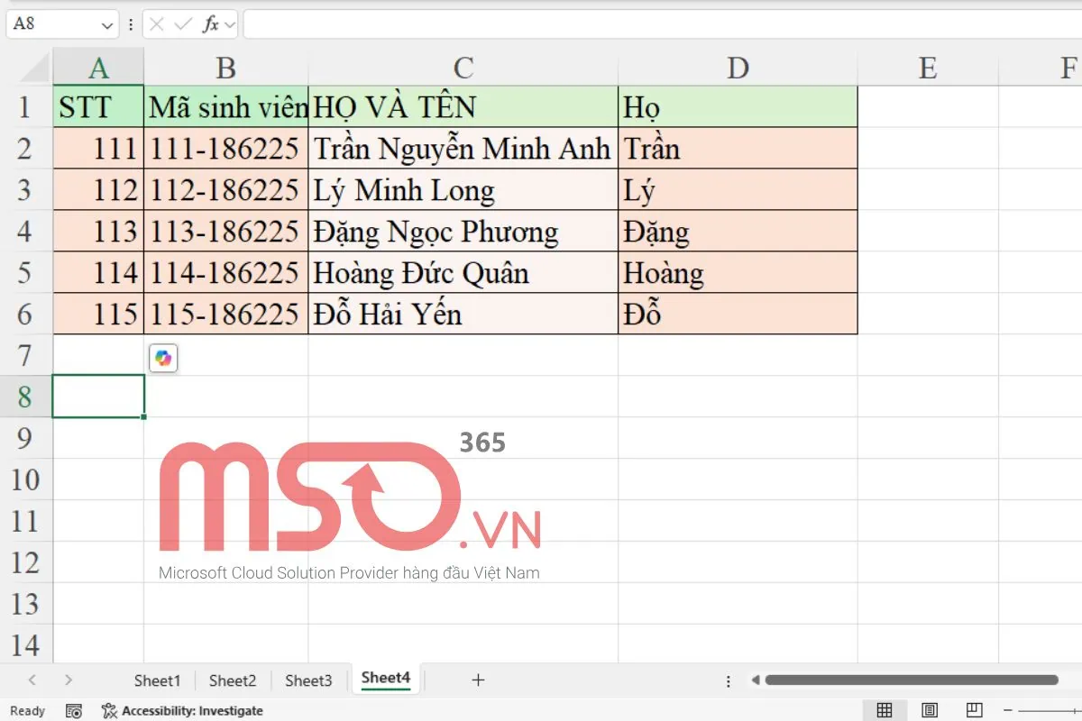 Hàm LEFT kết hợp hàm LEN