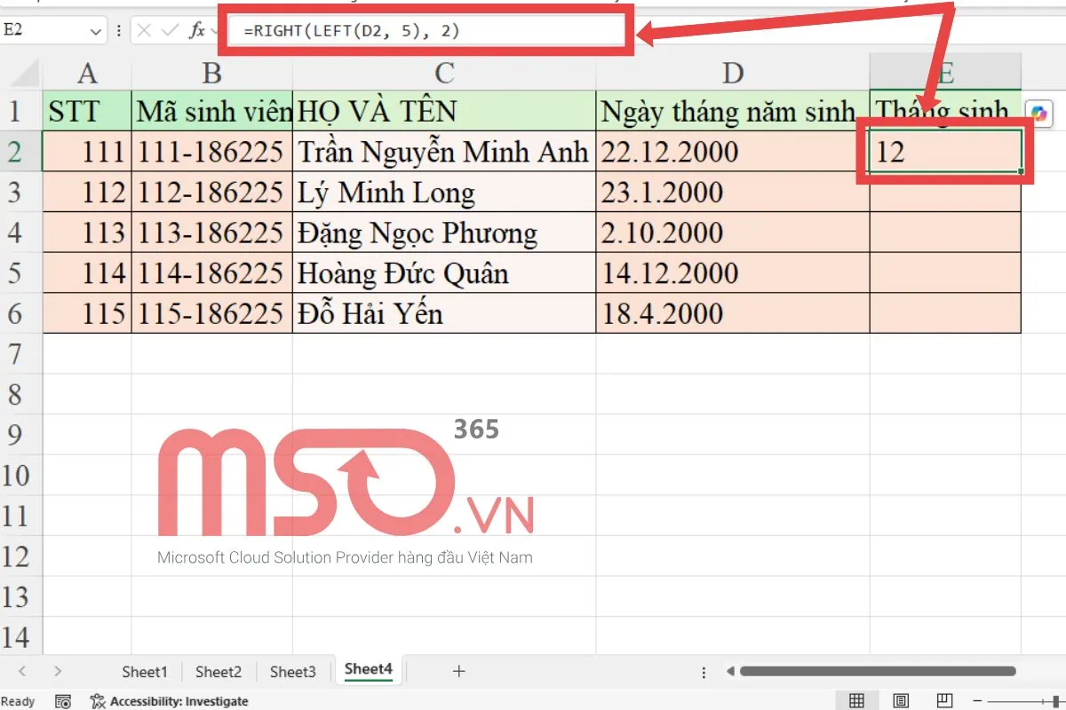 Cách kết hợp hàm LEFT và RIGHT trong Excel